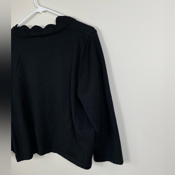 Nina Leonard Scallop Hem Bolero Black Cardigan Women's Event Classic Size 1X - Picture 10 of 13